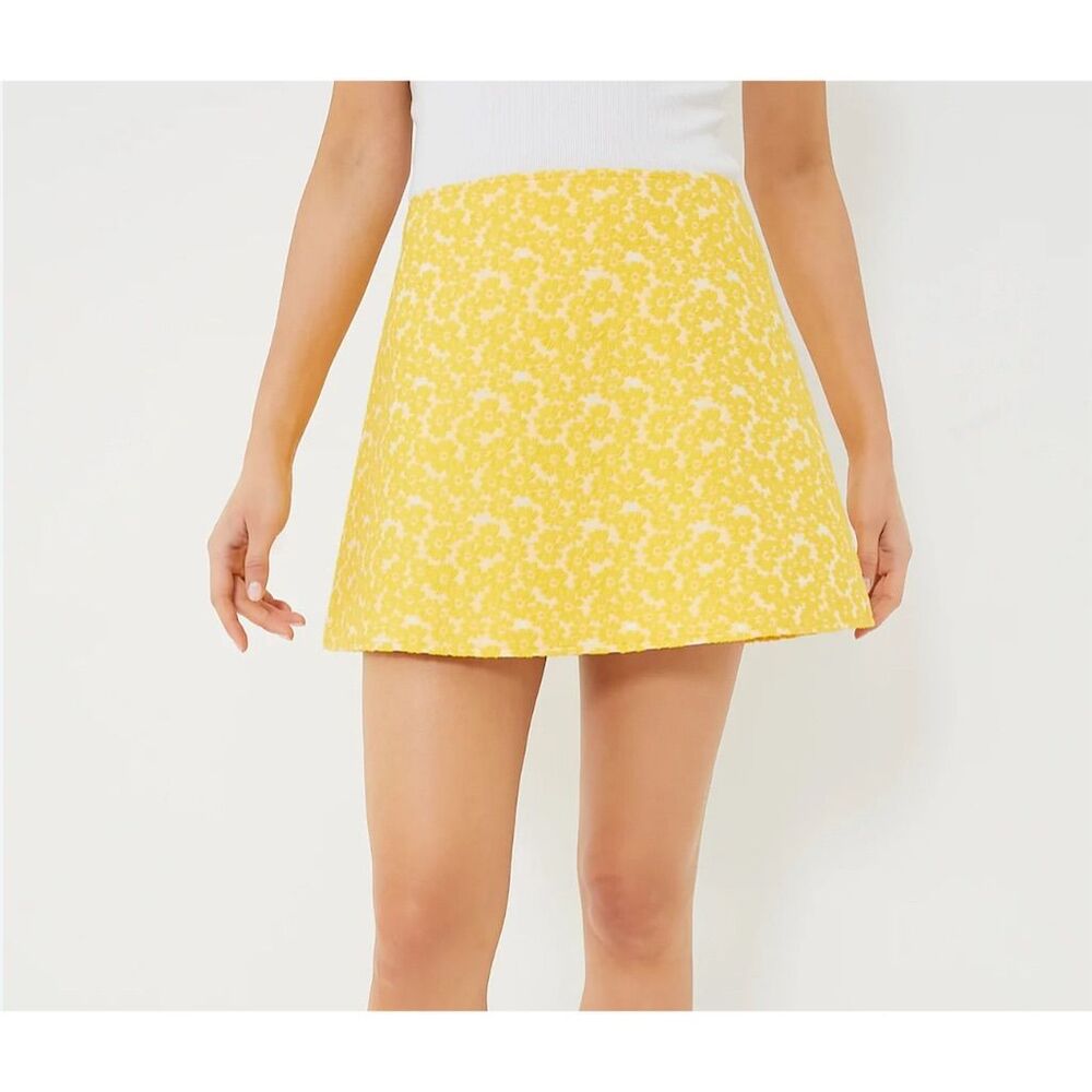 Tuckernuck Yellow Daisy Floral Jacquard A-Line Mini Skirt ladies Size Small